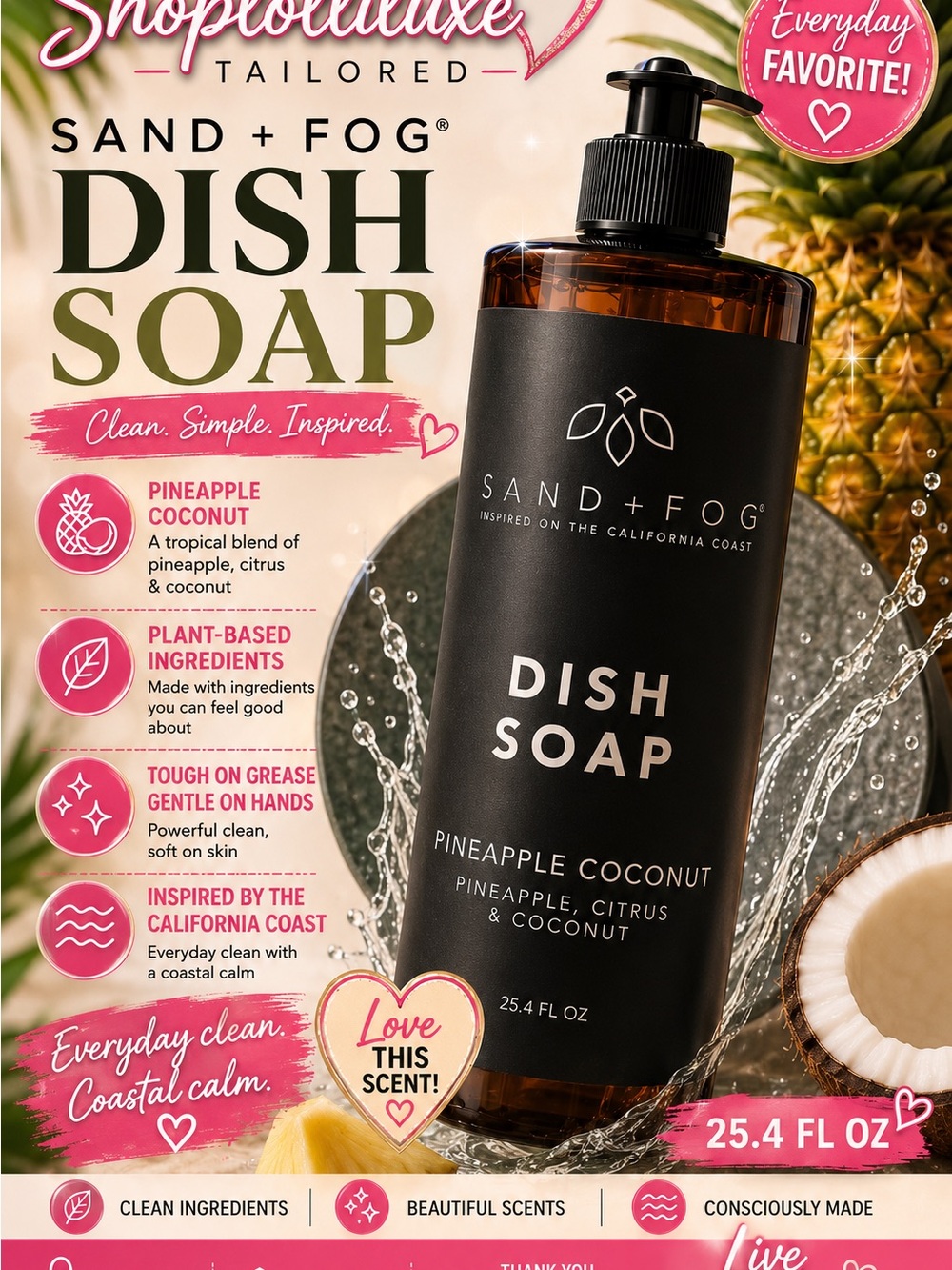 Sand + Fog Pineapple Coconut Dish Soap — 25.4 fl oz